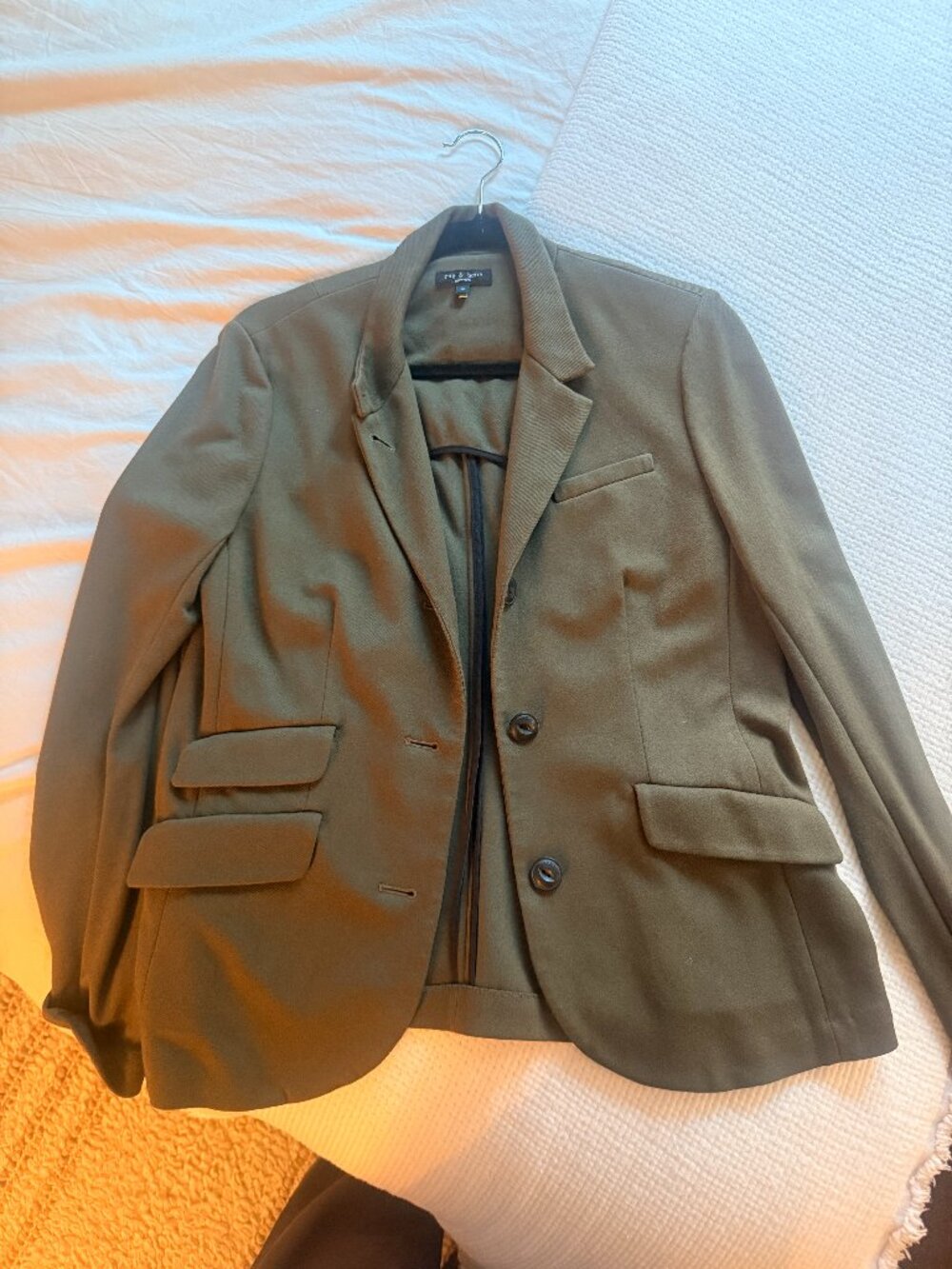 Rag & Bone Sadie Ponte Blazer, Olive, Size 10